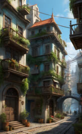 a building with many balconies