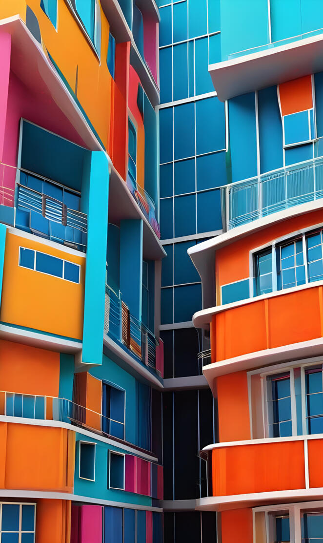 a multi-story building with balconies