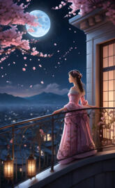 Lady Juliet standing on a balcony