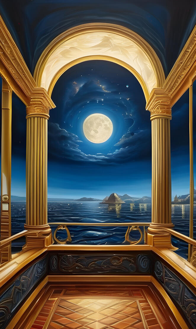 a view of the moon from a balcony