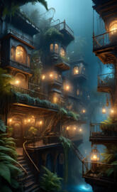 a building with many balconies and a staircase