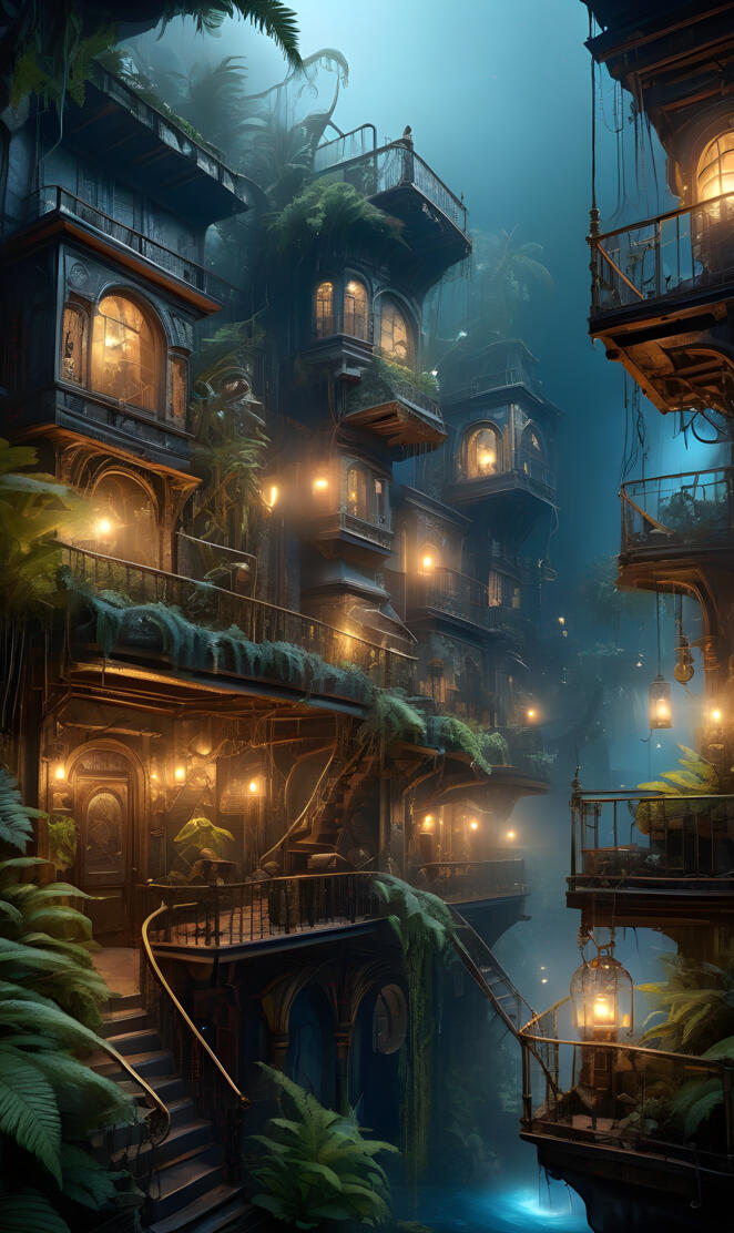 a building with many balconies and a staircase