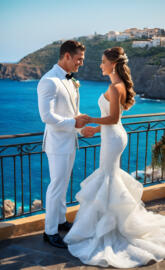 White Bride and Groom