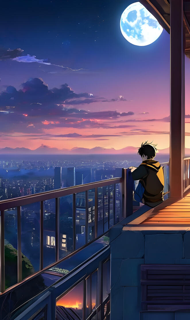 a person standing on a balcony looking out at the city