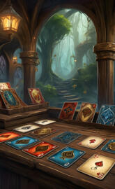 forest background with cards on table