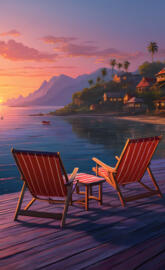 Deck chairs at dawn