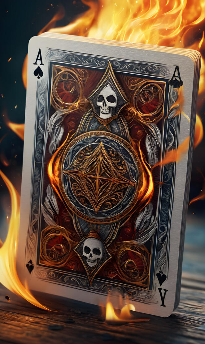 burning playing cards