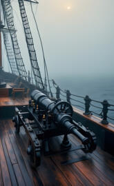 a cannon on a deck