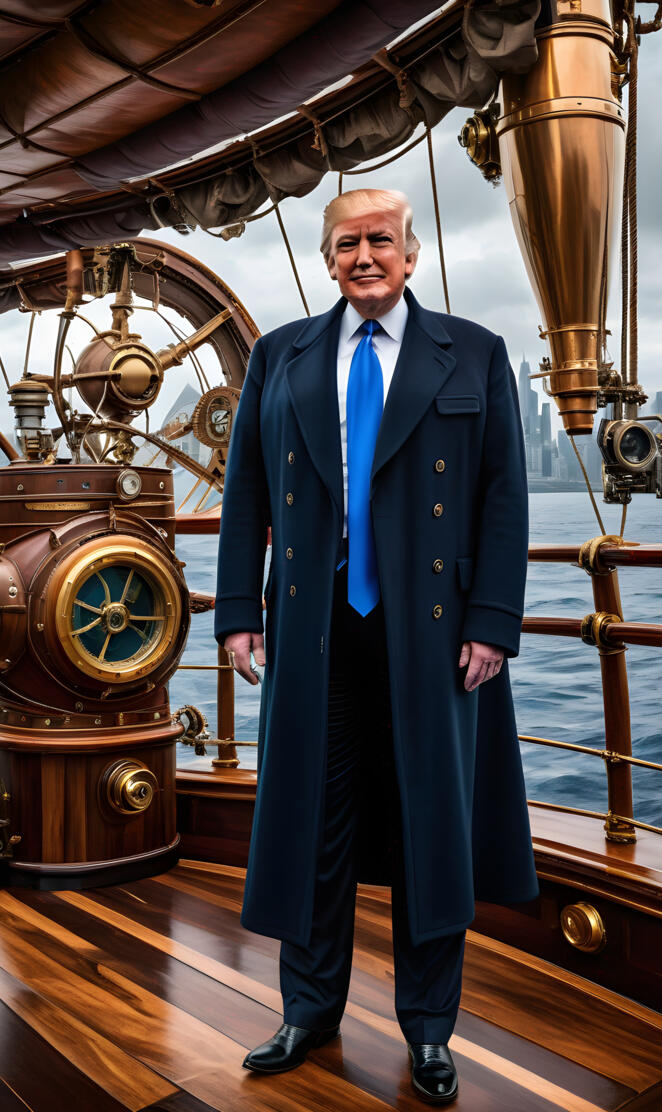 Trump inspects the air ship