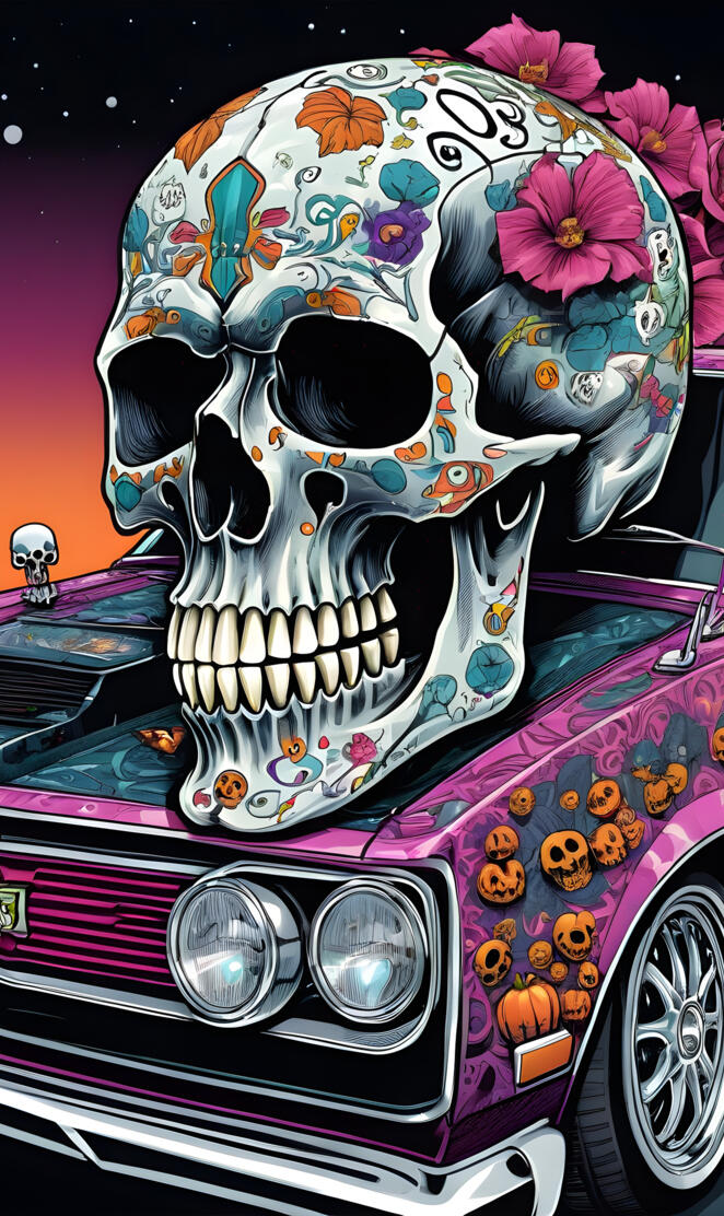 skull and car