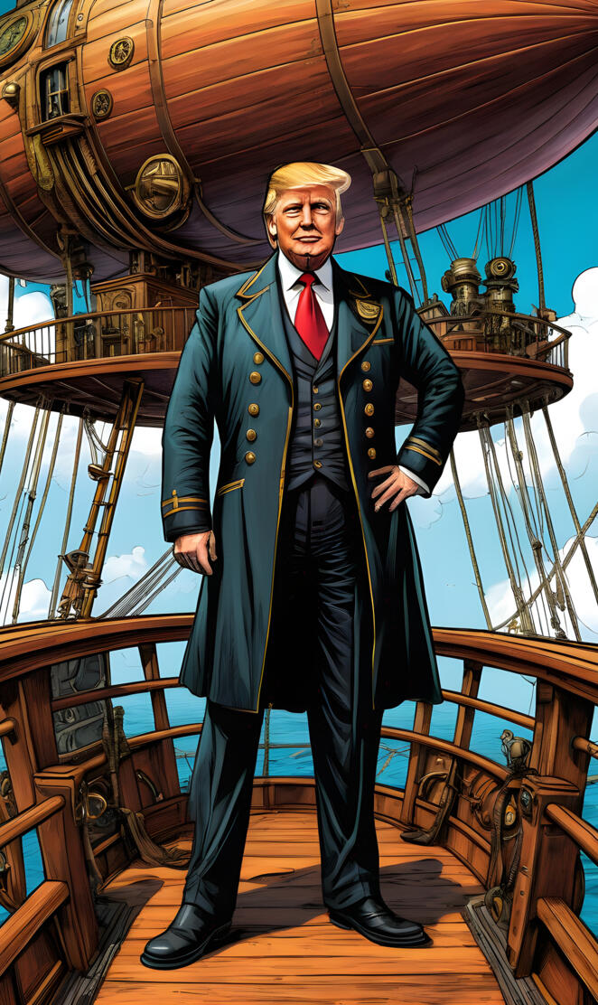 TRUMP INSPECTING an air ship