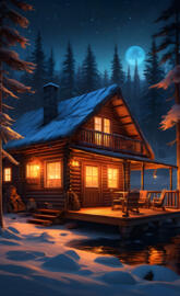a cabin in the snow