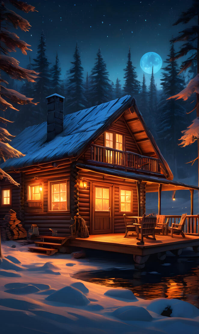 a cabin in the snow