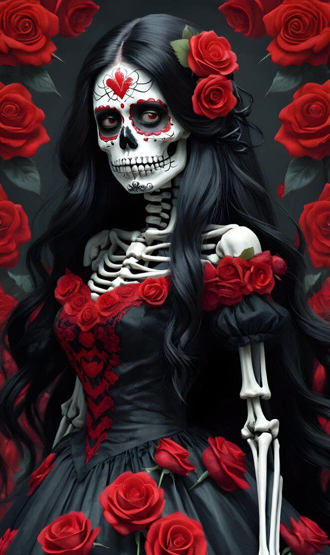 Gothic Sugar Skull Female Skeleton