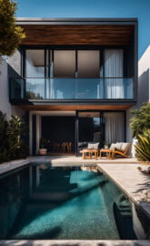 a house with a pool and a deck