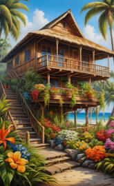 a house with a deck and plants