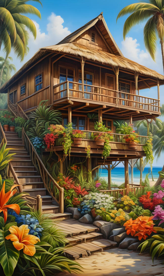 a house with a deck and plants