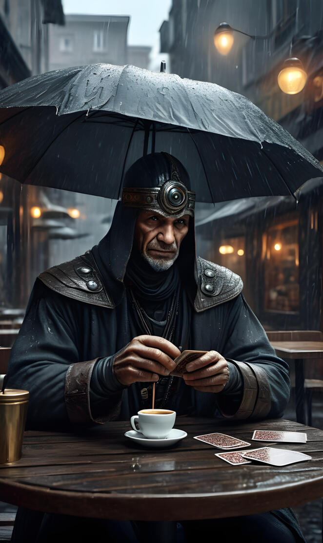 Fortune Teller. Outdoor cafe.