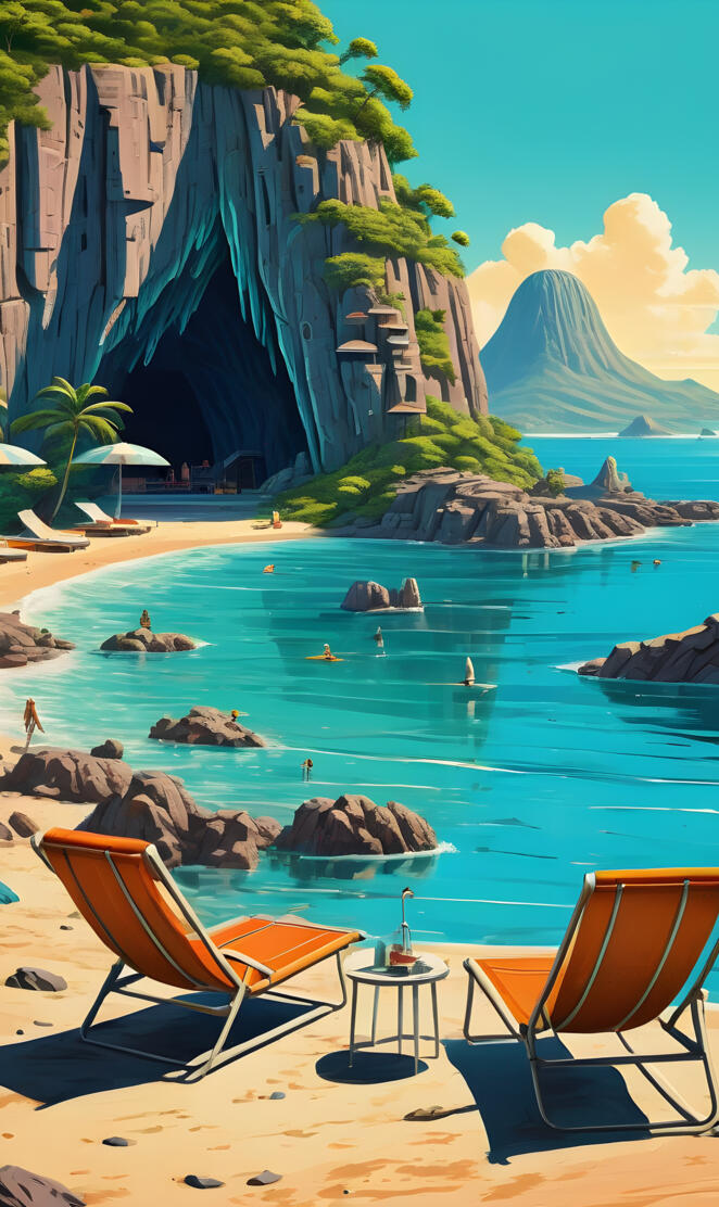 Tropical paradise cave island