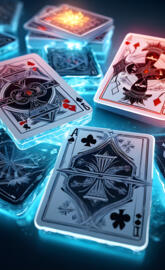 a group of cards on a table