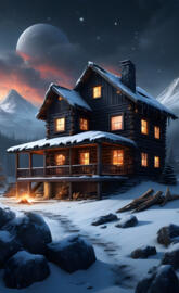 a house in the snow