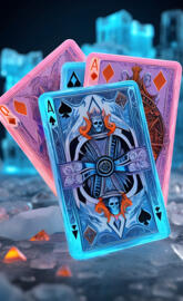 a colorful cube with a cartoon character on it