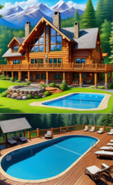 a house with a pool and a large yard