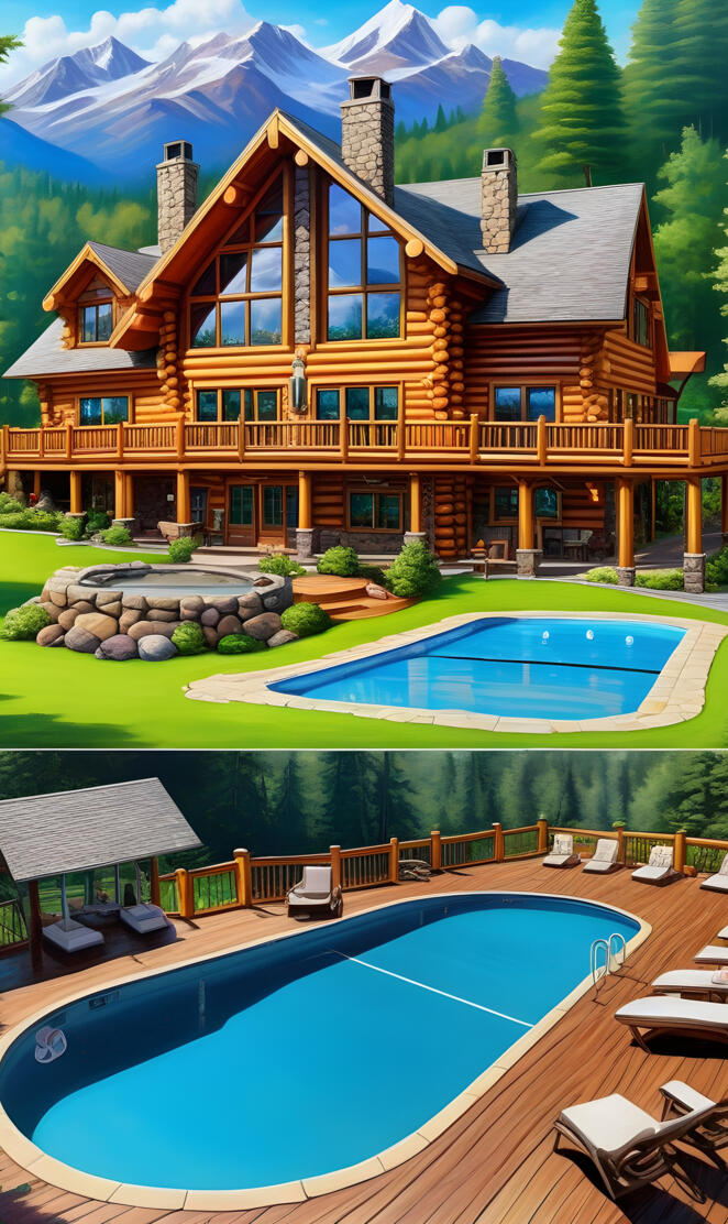 a house with a pool and a large yard