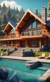 a house with a pool in the front