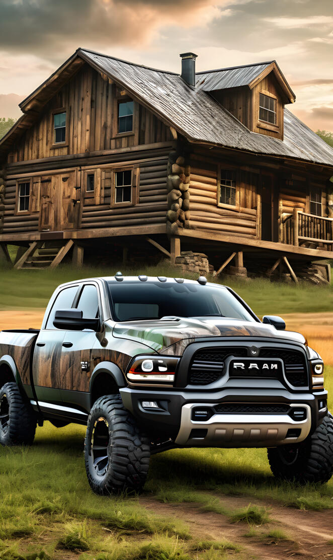 A Beautiful 2025 Dodge Ram 4x4 4-door Pickup Truck, Decked Out In Camo
