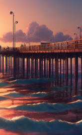 a Beautiful 
pier with a body of water below