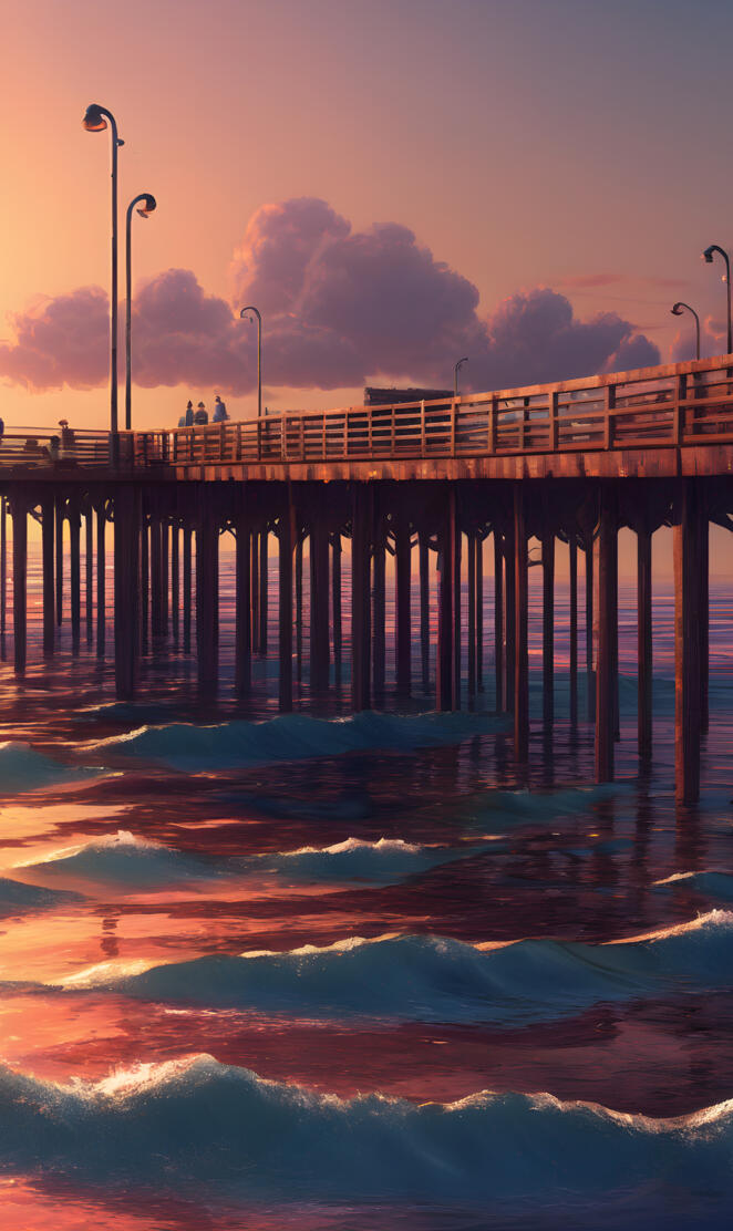 a Beautiful 
pier with a body of water below