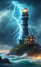 a lighthouse on a pier