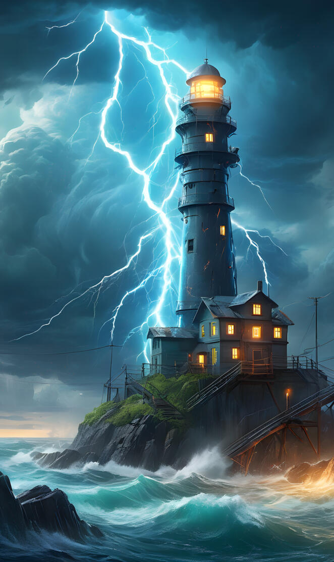 a lighthouse on a pier