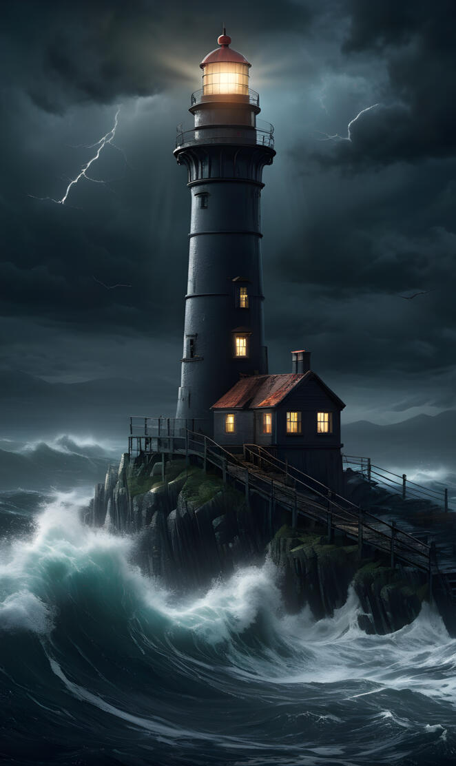 a lighthouse on a pier