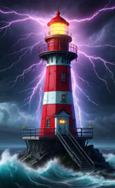 a lighthouse on a pier