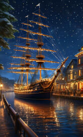 a large ship docked at a pier