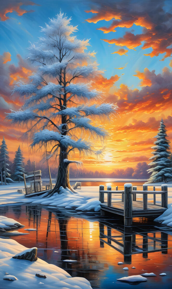 a tree in a snowy place