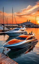 a group of boats docked at a pier