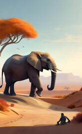 an elephant walking on a sandy path