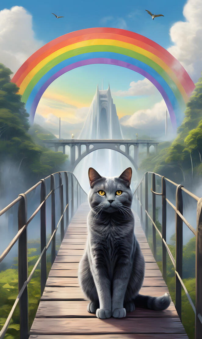 Grey Cat Rainbow Bridge