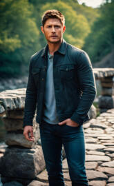 Dean Winchester on stone bridge