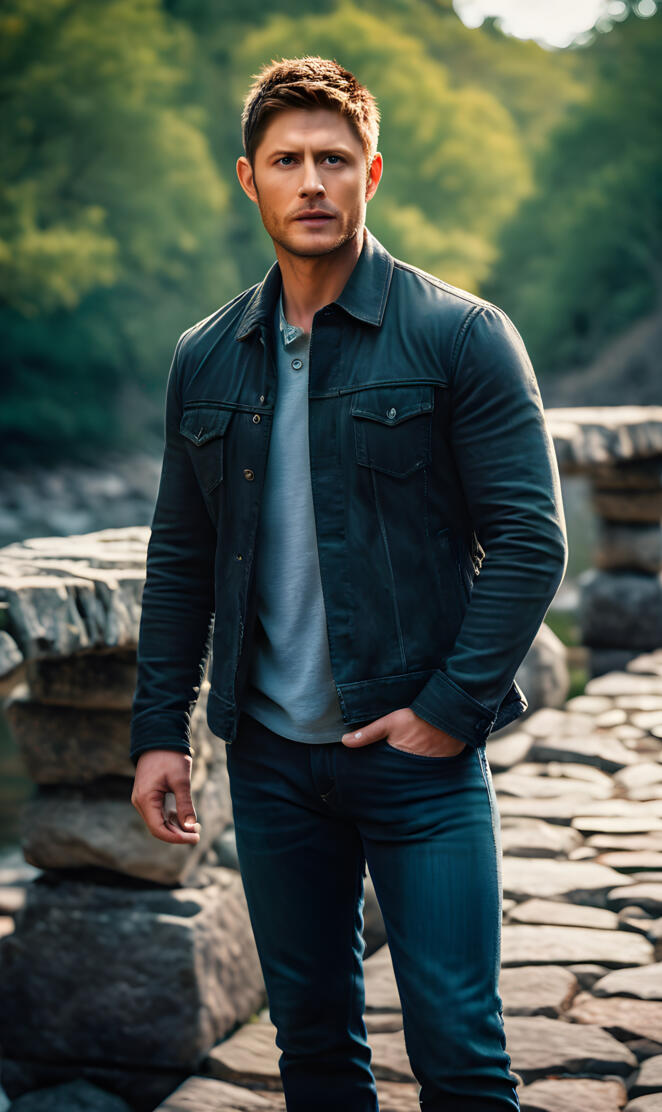 Dean Winchester on stone bridge