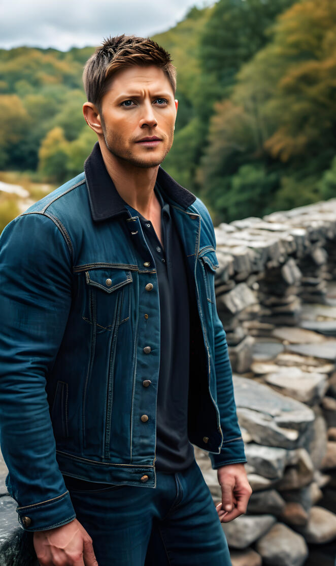 Dean Winchester on stone bridge