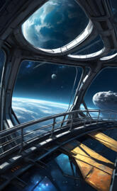 Spaceship View Over Worlds