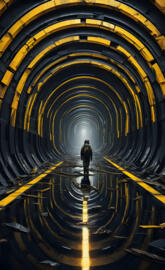 a person walking down a flight of stairs