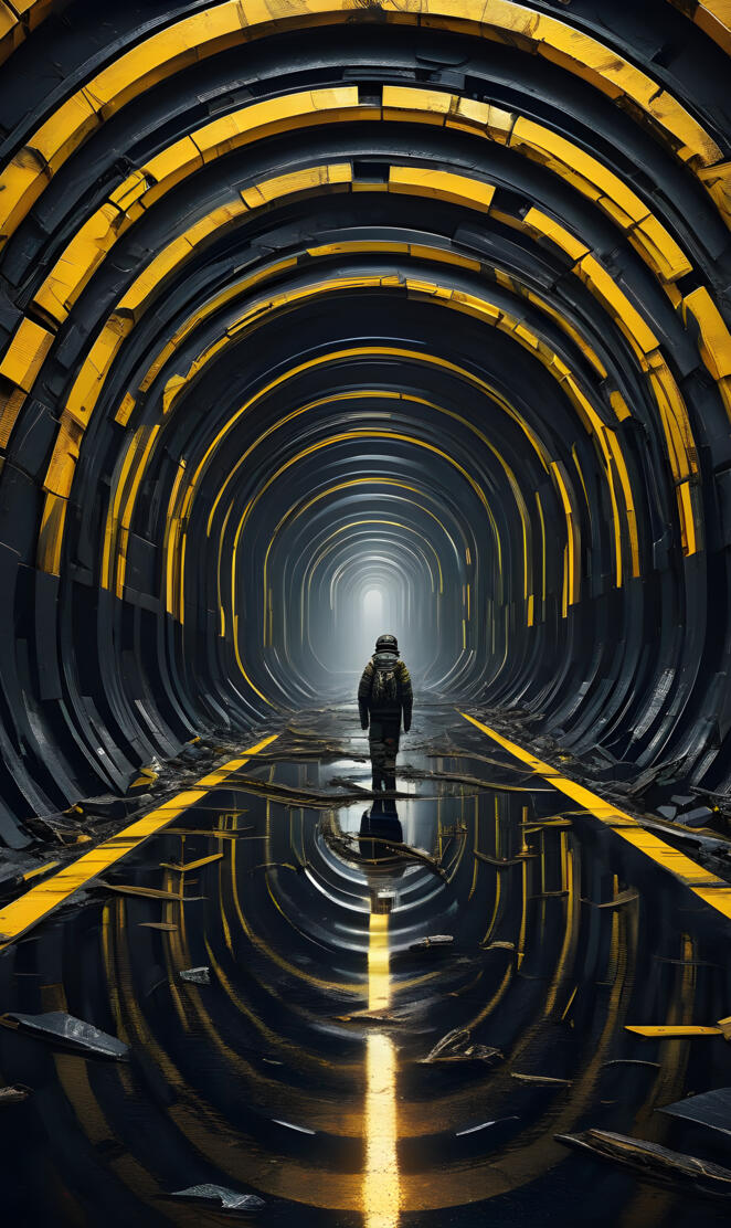 a person walking down a flight of stairs