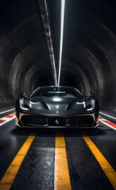 Black Ferrari in a tunnel