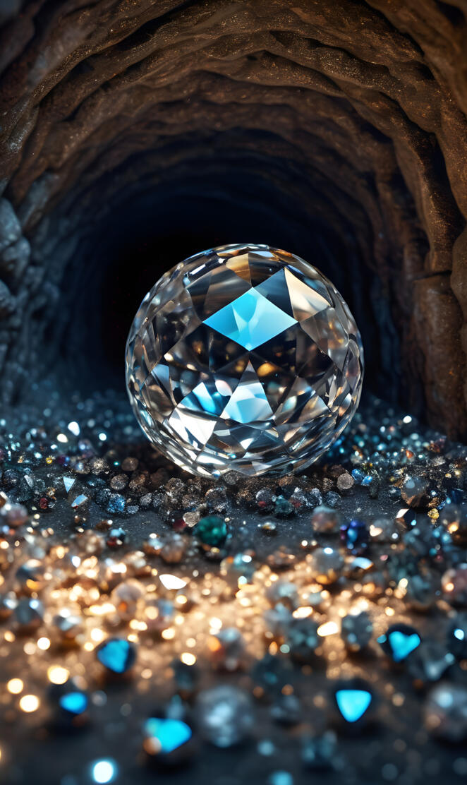 a round mirror with many small bubbles