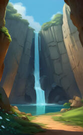 a waterfall in a stone tunnel